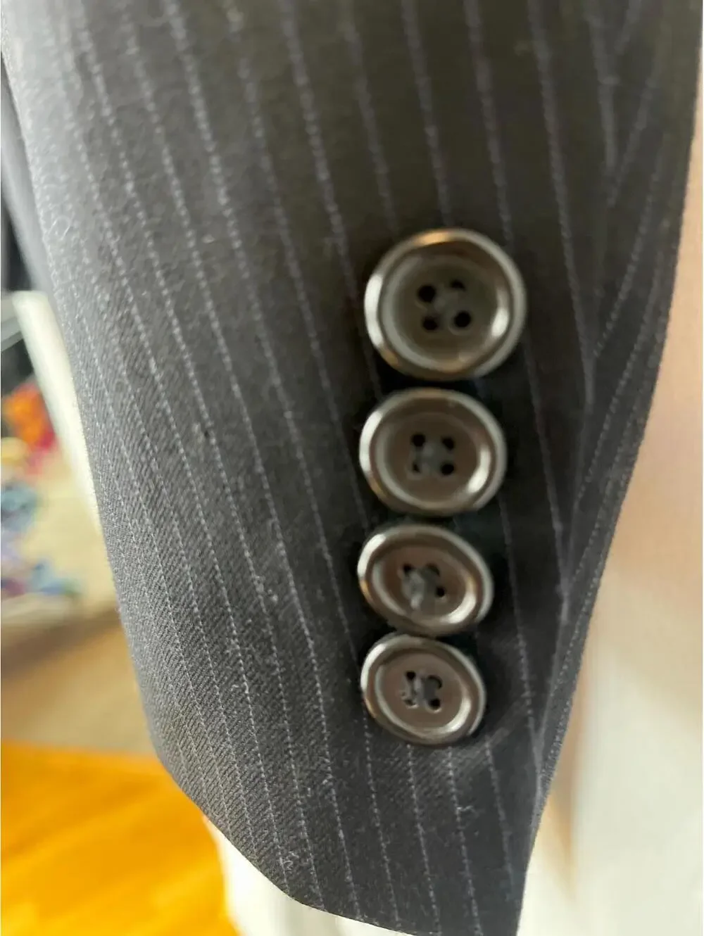 Men’s Pierre Cardin 100% Wool Black Pinstripe Suit Coat Size 46 R